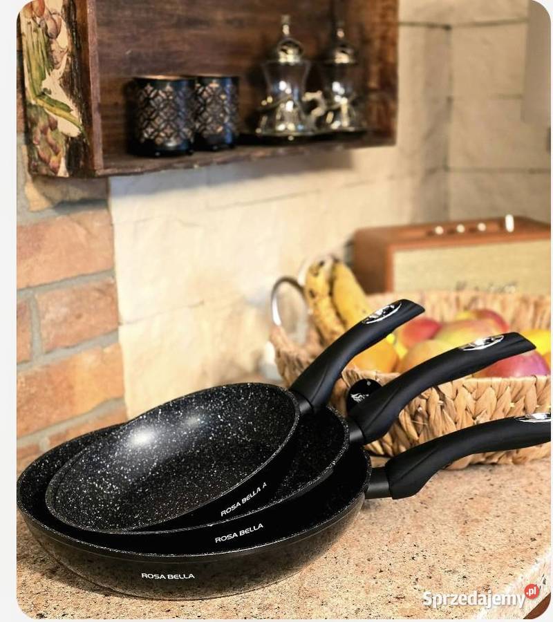 239 Patenie Bella Rosa 3 sztuki czarne Patelnie i woki Zabrze
