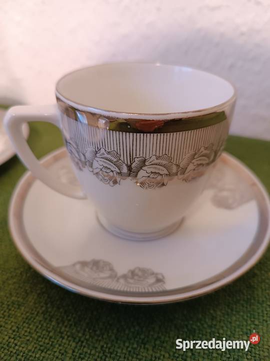 Filiżanki srebrzona porcelana Gorlice