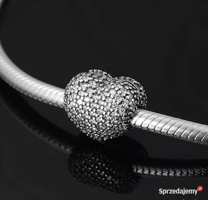 Pandora Charm koralik zawieszka klips serce pave srebro