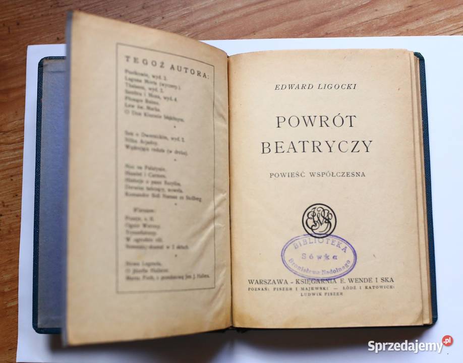 Powrót Beatryczy 1925 r Edward Ligocki stan Antykwariat Gdańsk