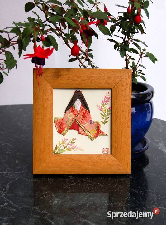 Origami japońskie kobieta w kimonie gejsza obraz wielokolorowy lubelskie Lublin sprzedam