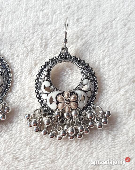 Orientalne kolczyki boho koła srebrny kolor Szczecin