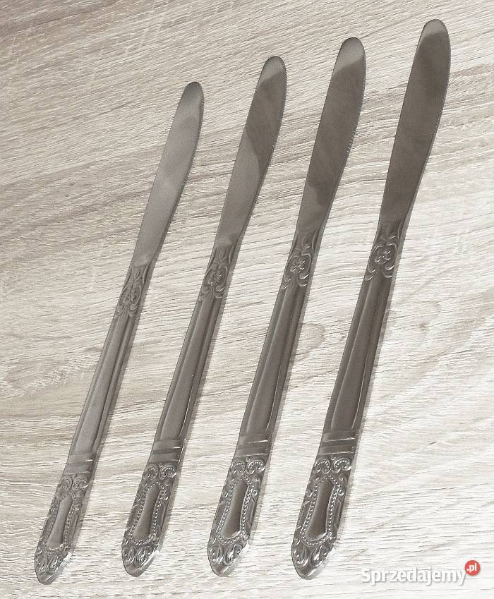 Zestaw 4 zdobionych noży obiadowych ze stali śląskie Gliwice sprzedam