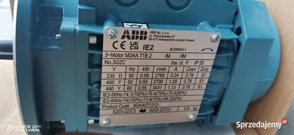 silnika elektrycznego ABB M3AA 71B 2 Produkcja Łuków sprzedam