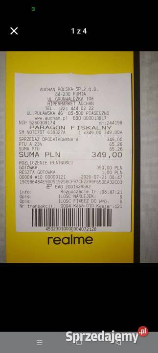 Sprzedam nowiutki realme note 70 t na gwarancji Rumia