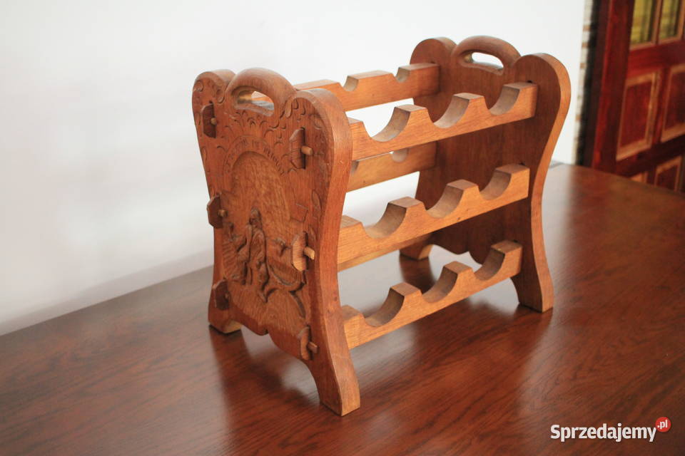 Drewniany stojak na wino ładne wykonanie odcienie brązowego Pszczyna sprzedam