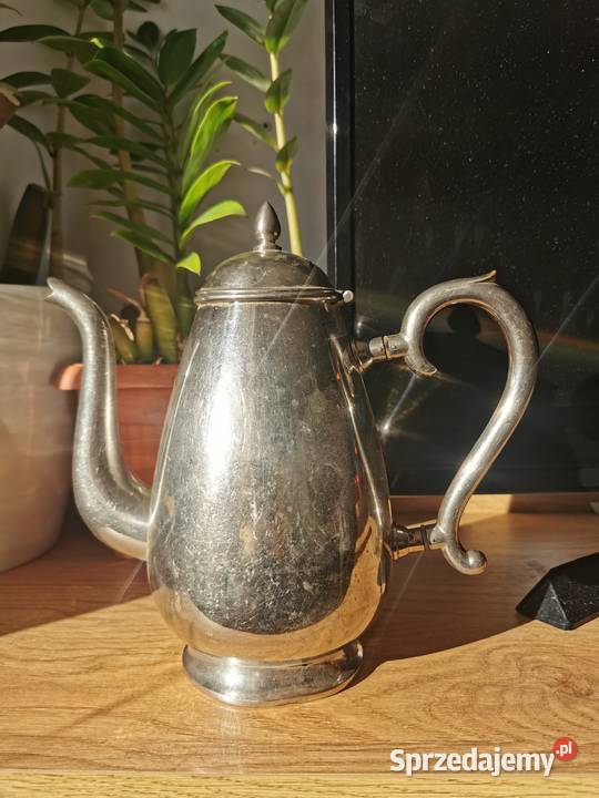 Stary dzbanek do kawy mosiądz srebrzony plater