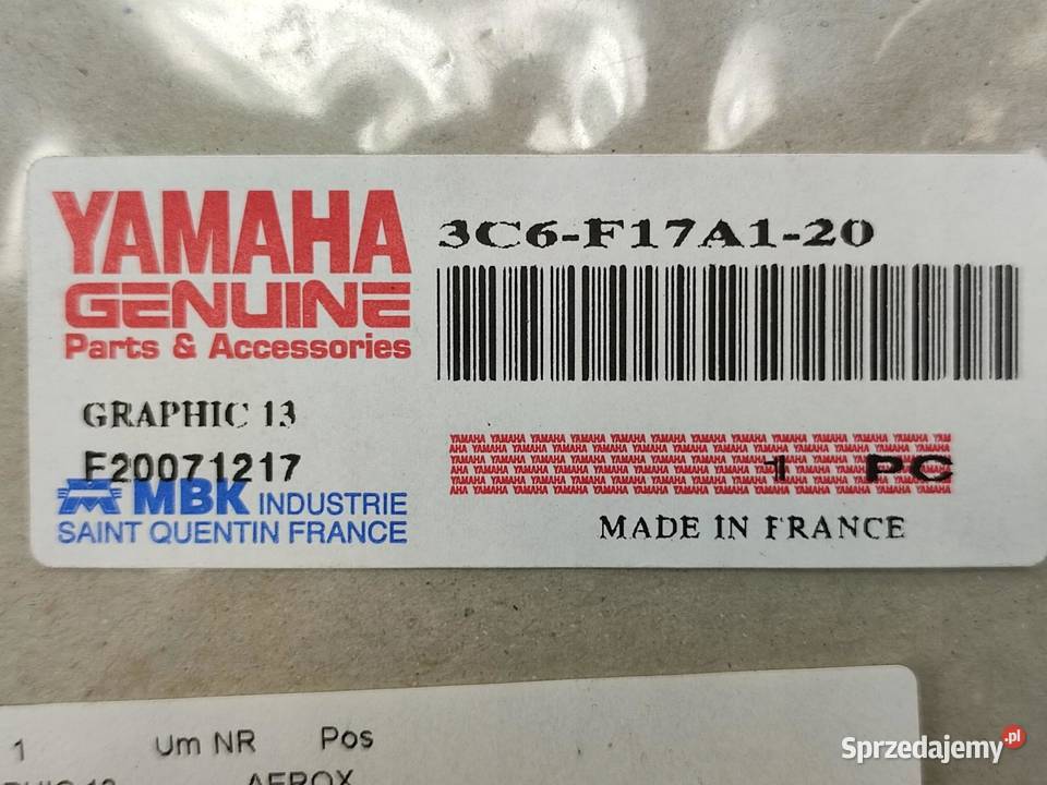 NAKLEJKA AEROX NA PRAWY ZADUPEK YAMAHA YQ AEROX