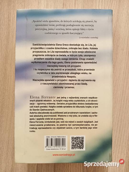 Genialna przyjaciółka Elena Ferrante Kraków sprzedam