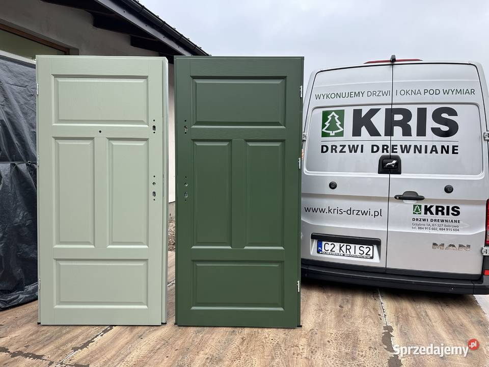 Drzwi wewnętrzne klatkowe RĘKI drewniane Cała Grzybno