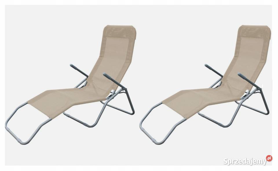 Zestaw 2 leżaków składane beżowe do ogrodu na Wrocław