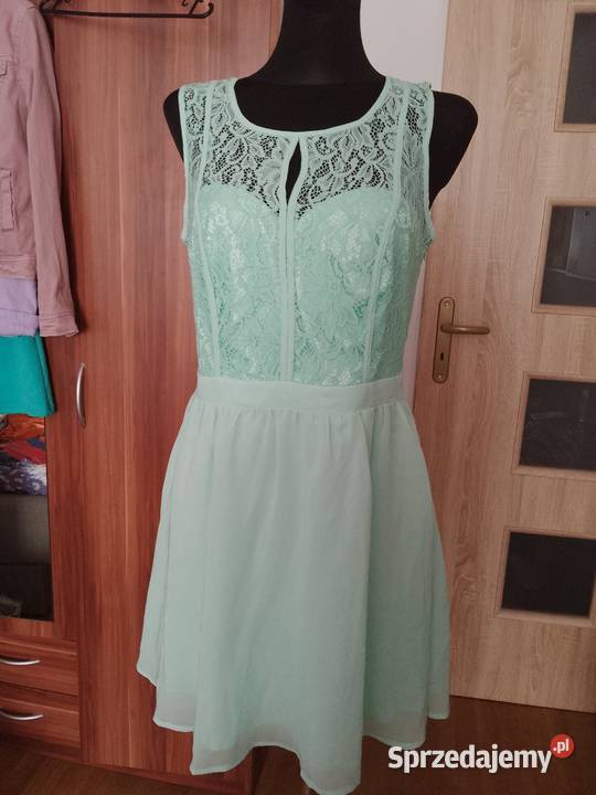 Sukienka koktajlowa miętowa Rozmiar 38(M) Chrzanów