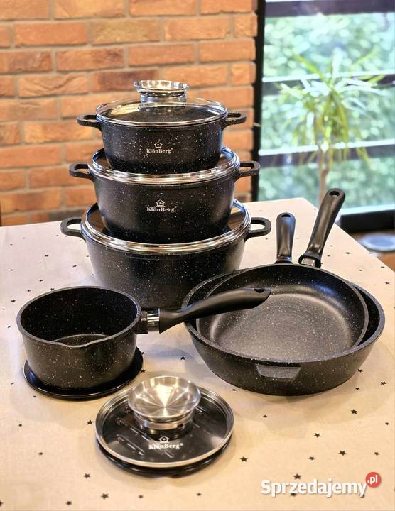 299 Garnki marmurkowe czarne 12 elementów Zabrze