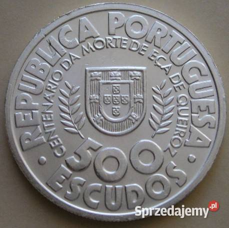 PORTUGALIA 500 escudos 2000 QUEIROZ SREBRO Łódź