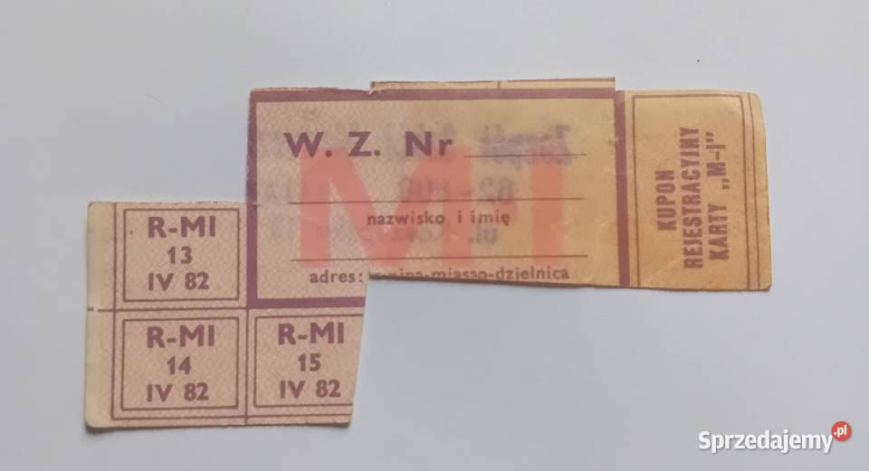 Kartka zaopatrzeniowa MI IV 82 Zespół Szkół Antykwariat wielkopolskie Koźminek