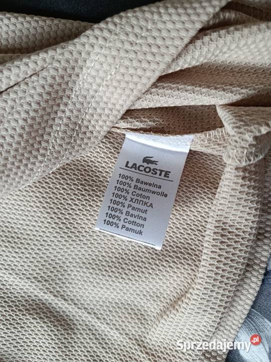 Tshirt bawełniany Lacoste beżowy L regular fit