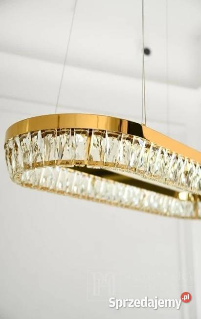 Żyrandol kryształowy nowoczesny złoty podłużny Warszawa