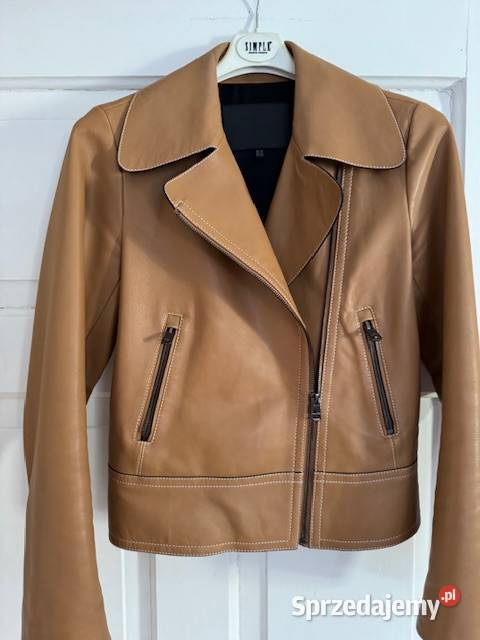 Massimo Dutti kurtka skórzana damskXS camel brąz Rozmiar 34(XS) Częstochowa