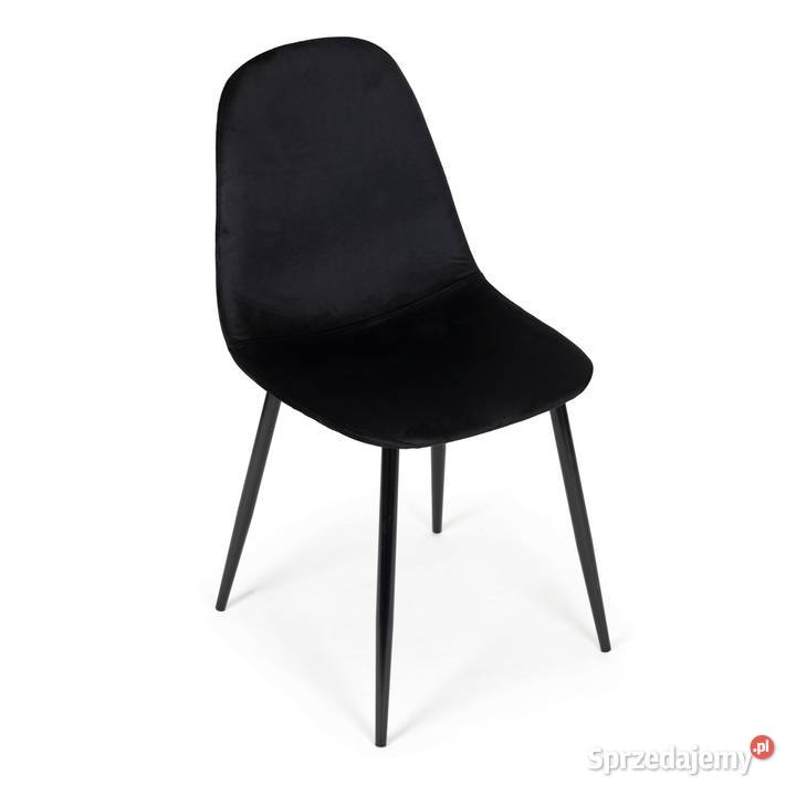 Komplet 4 krzeseł welurowych czarny 46cm