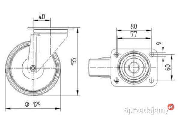 Koła skrętne z czarnymi oponami gumowymi Kamionna