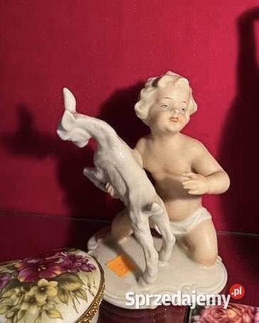 Figurka Putto z koziołkiem Heinz Schaubach 1940 Gdańsk