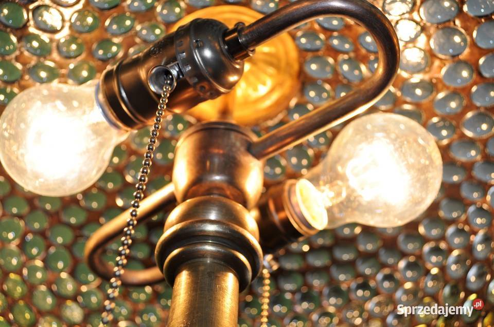 Piękna stara lampa klosz z kaboszonów Antyki