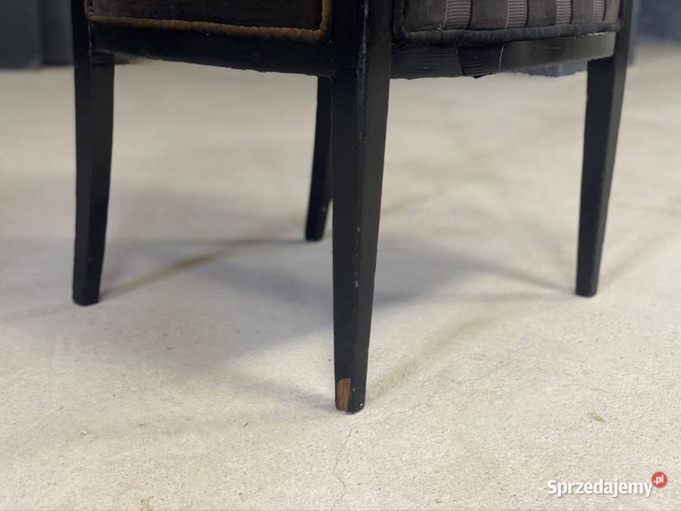 Fotel art dco vintage czarny tapicerowany styl Budno