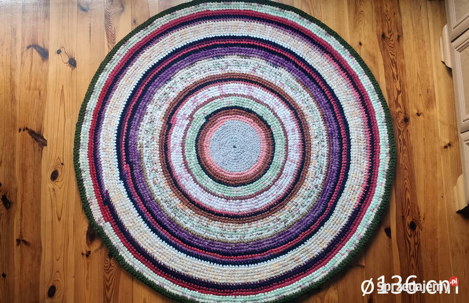 Dywan okrągły średnica 136 rękodzieło zero waste Łódź