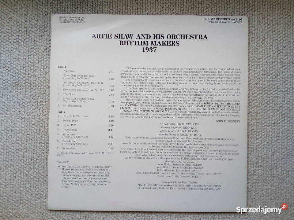 ARTIE SHAW AND HIS ORCHESTRA RHYTHM MAKERS 1937 Puławy