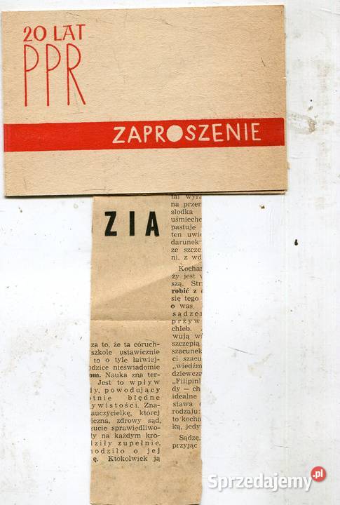 20 lat PPR Zaproszenie Tow Kazimierza Szczecin sprzedam