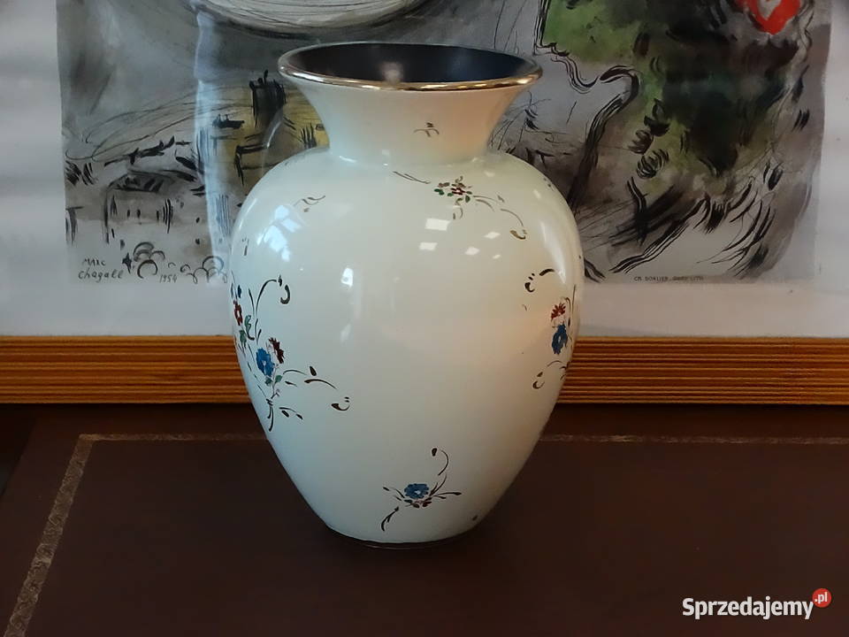 Elegancki wazon ceramiczny vintage retro motyw Biłgoraj
