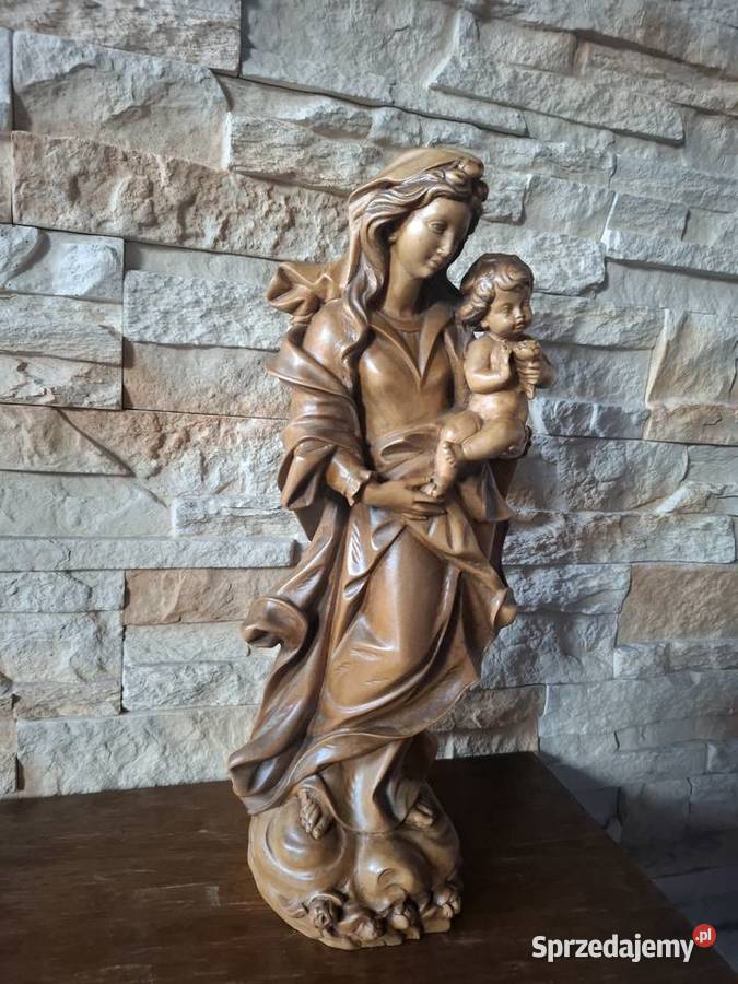 Rzeźba z drewna Matka Boża z Dzieciątkiem sprzedam