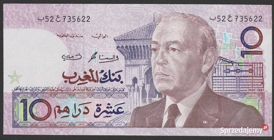 MAROKO 10 DIRHAM 1987 KRÓL MOHAMMED STAN BANKOWY Numizmatyka łódzkie Łódź