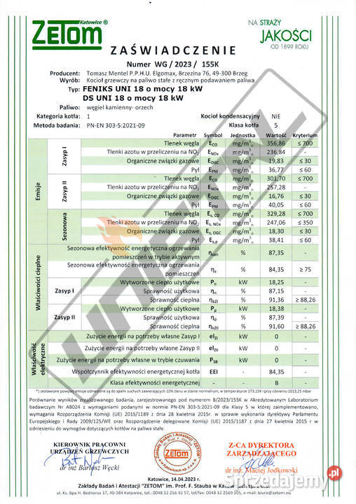 Kotły Węgiel DrewnoPellet piec piece 5KLASA 18kW Nowy Sącz