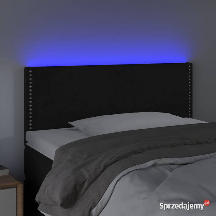 Zagłówek do łóżka z LED czarny 80x5x7888 aksamit Ramy i stelaże Warszawa sprzedam