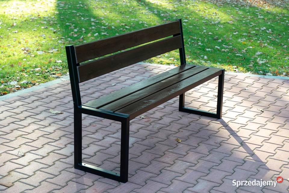 Ławka stalowa z oparciem miejska parkowa