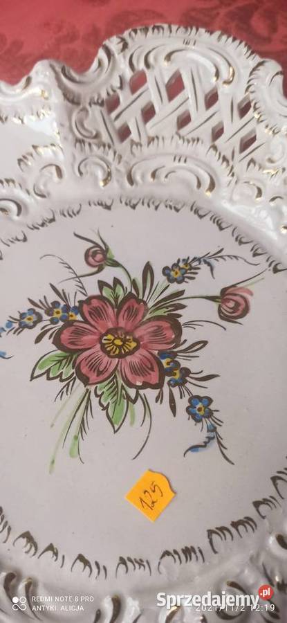 Wspaniała Patera ażury Italy 1930 W kolorze ecru Porcelana i szkło pomorskie Gdańsk