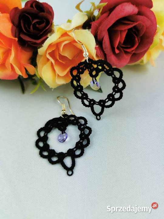 Kolczyki frywolitkowe Wiśniowa