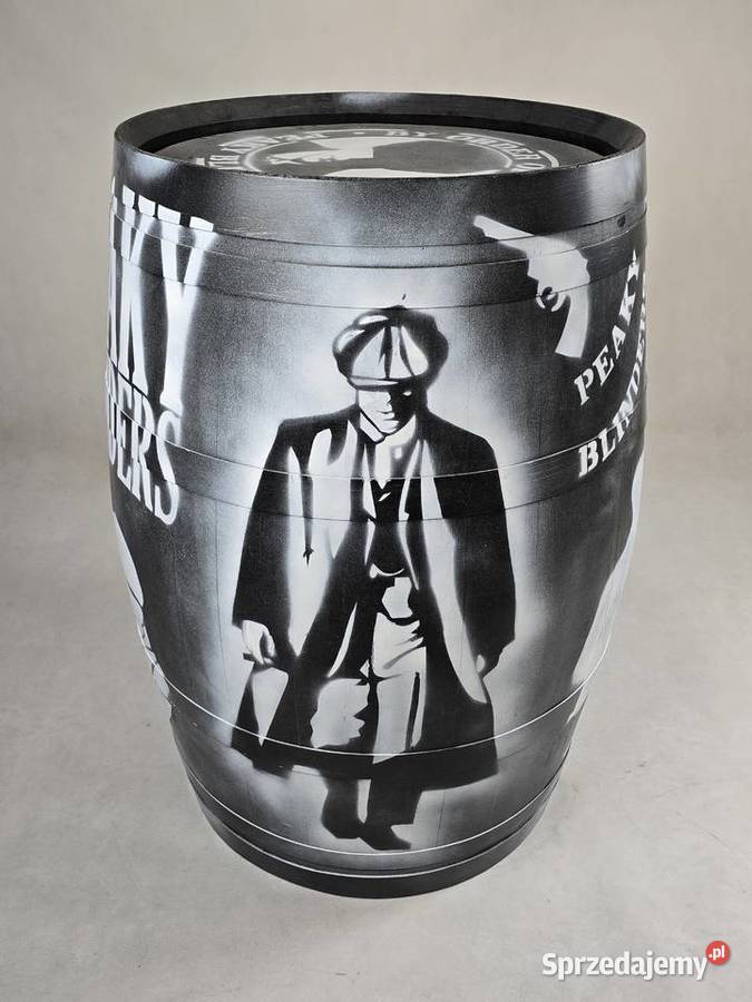 Beczka dębowa biała pomalowana motyw Gdańsk