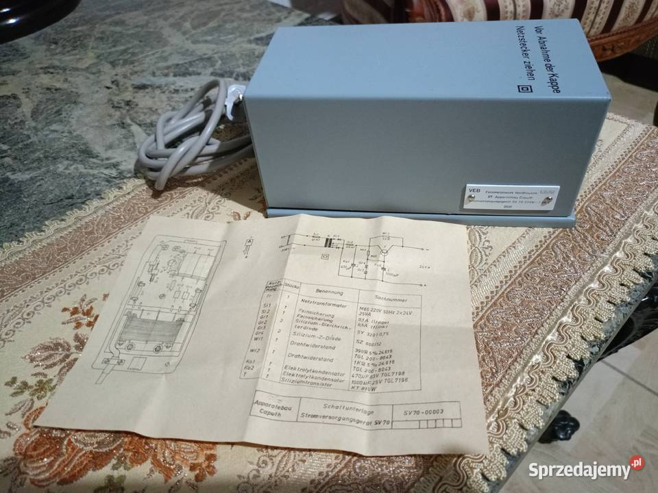 Zabytkowy Zasilacz 24 V RFT DDR Vintage wielkopolskie Drawski Młyn