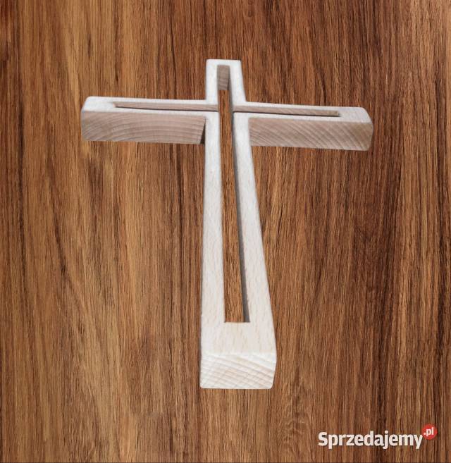 Krzyż drewniany buk wiszący rękodzieło Bydgoszcz
