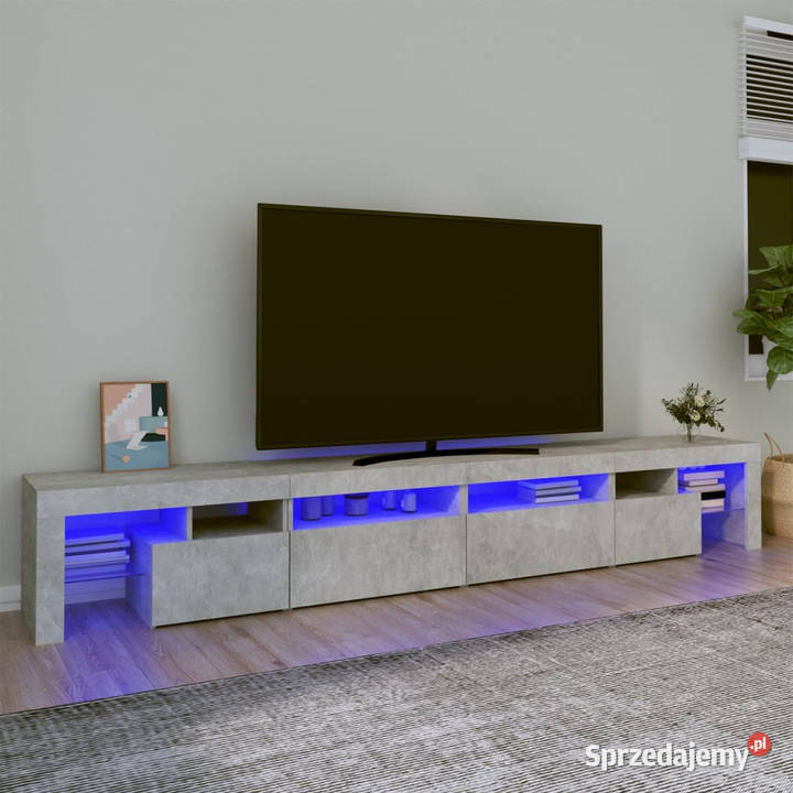 Szafka pod TV z oświetleniem LED szarość betonu Warszawa