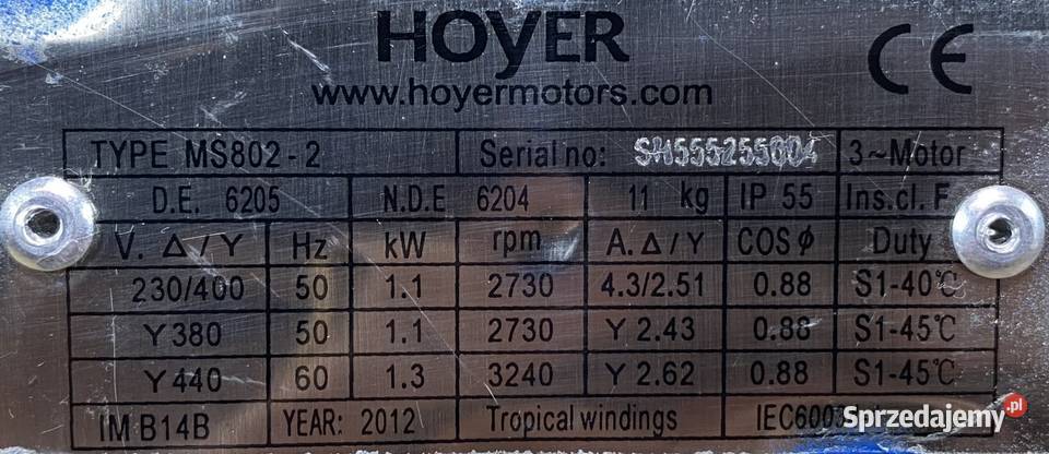 silnik elektryczny 11kW 2730obr 3fazowy kujawsko-pomorskie Pigża