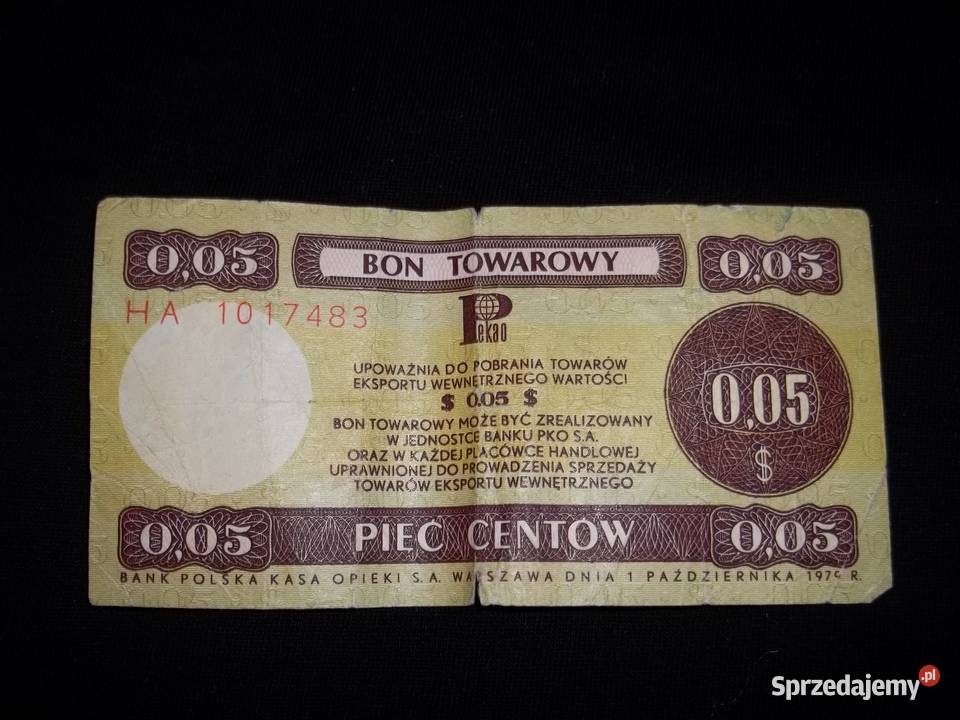 Bony towarowe PekaoPewex 005010020 centów PRL Łódź