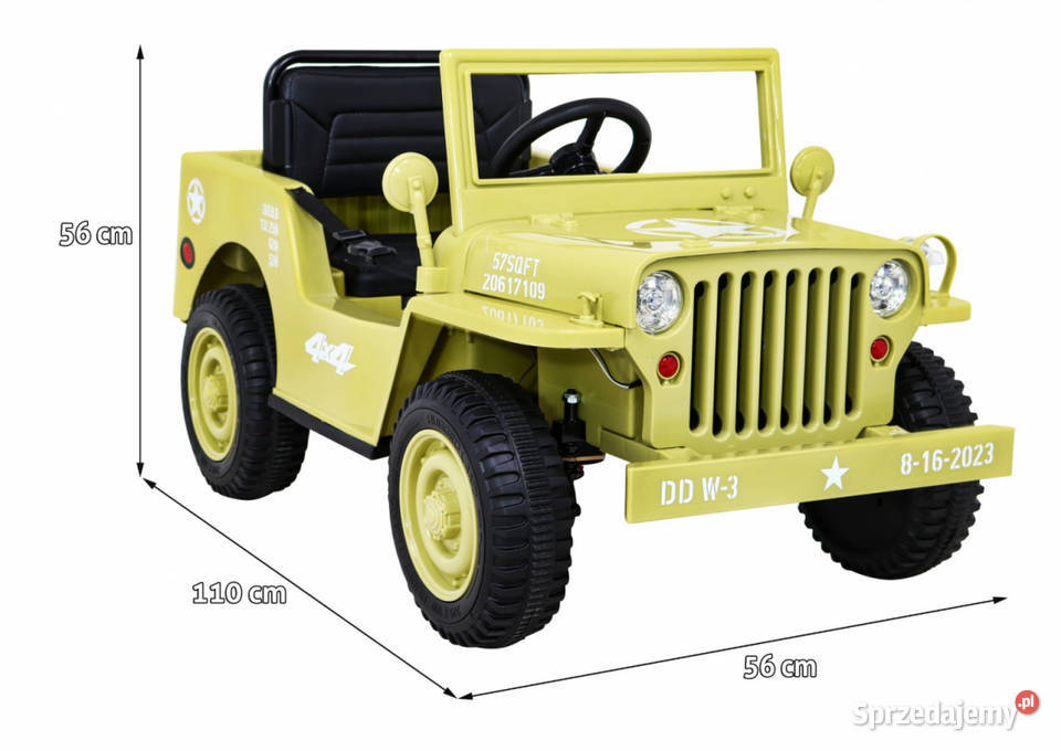 Autko Wojskowe Retro dzieci Beżowy Napęd 4x4