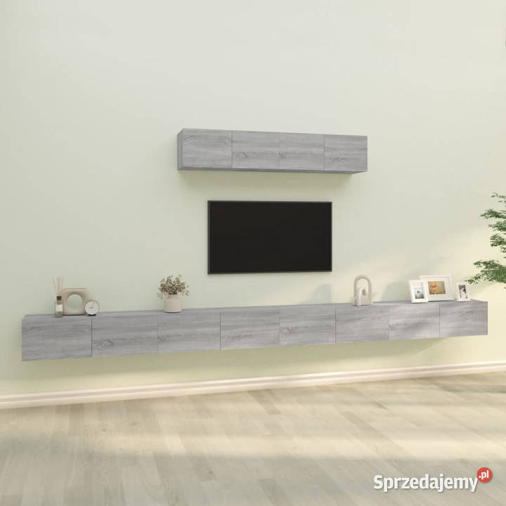 Zestaw 6 szafek telewizyjnych szary dąb sonoma RTV