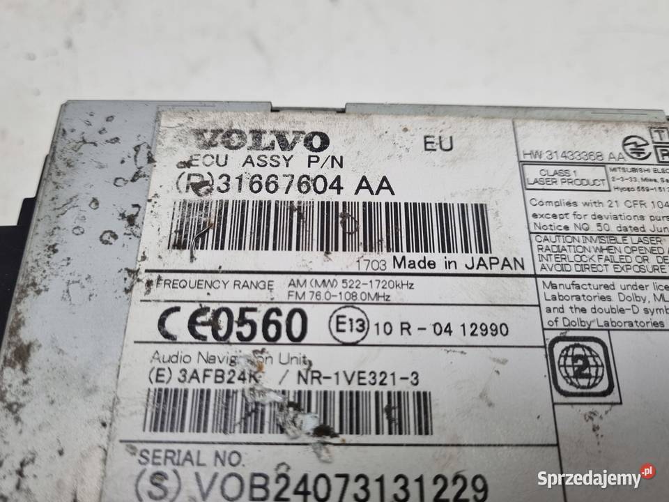 Volvo VOLVO V60 I S60 II V40 II CZYTNIK osobowe