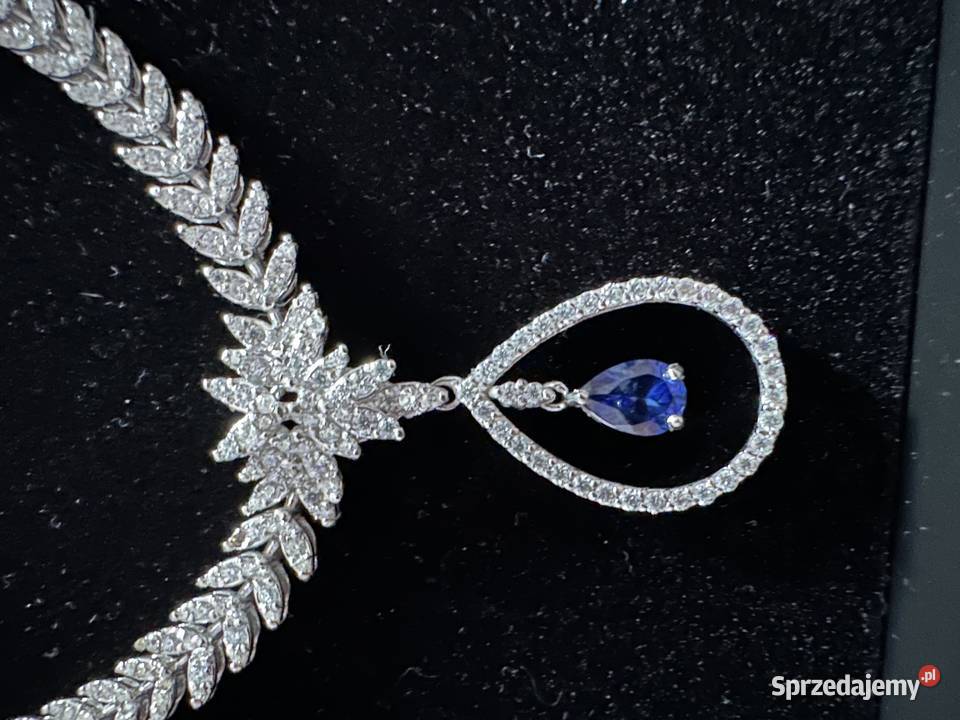 Naszyjnik kolia 365 ct naturalny szafir diamenty Naszyjniki
