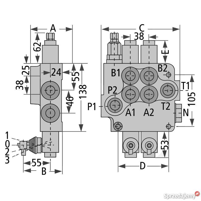 Rozdzielacz Hydr Dwusekcyjny Joystick Linki 80L Solec Kujawski