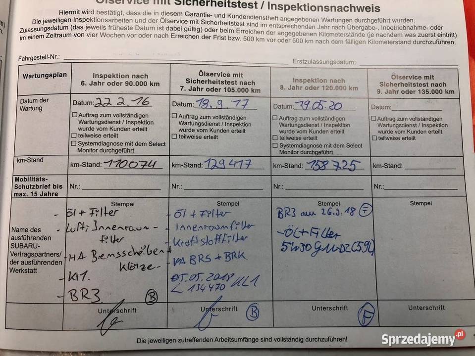 SUBARU OUTBACK IV 20 D 150 2010R KSIĄŻKA Motoryzacja Skarżysko-Kamienna